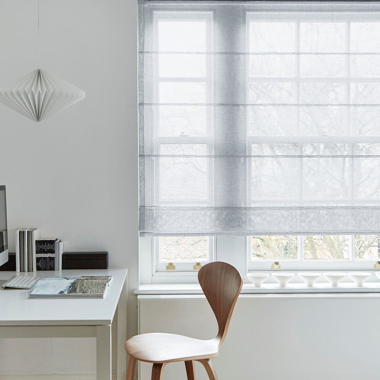 Serenity Silver Voile Roman Blind