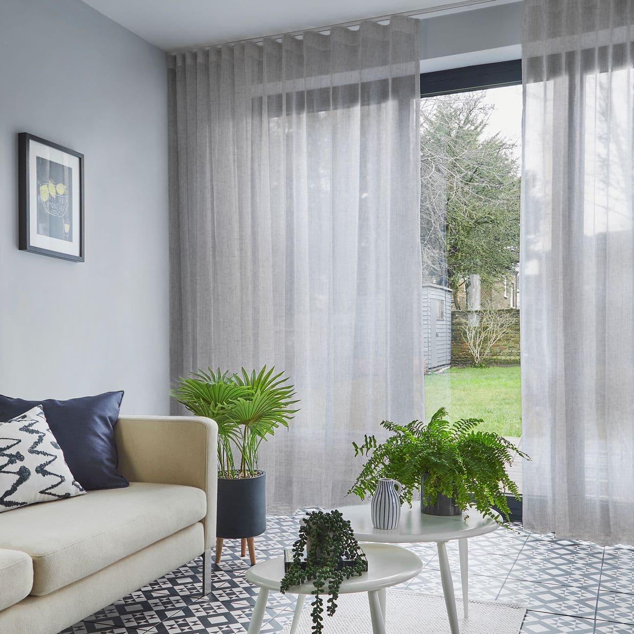 Echo Charcoal Voile Curtain