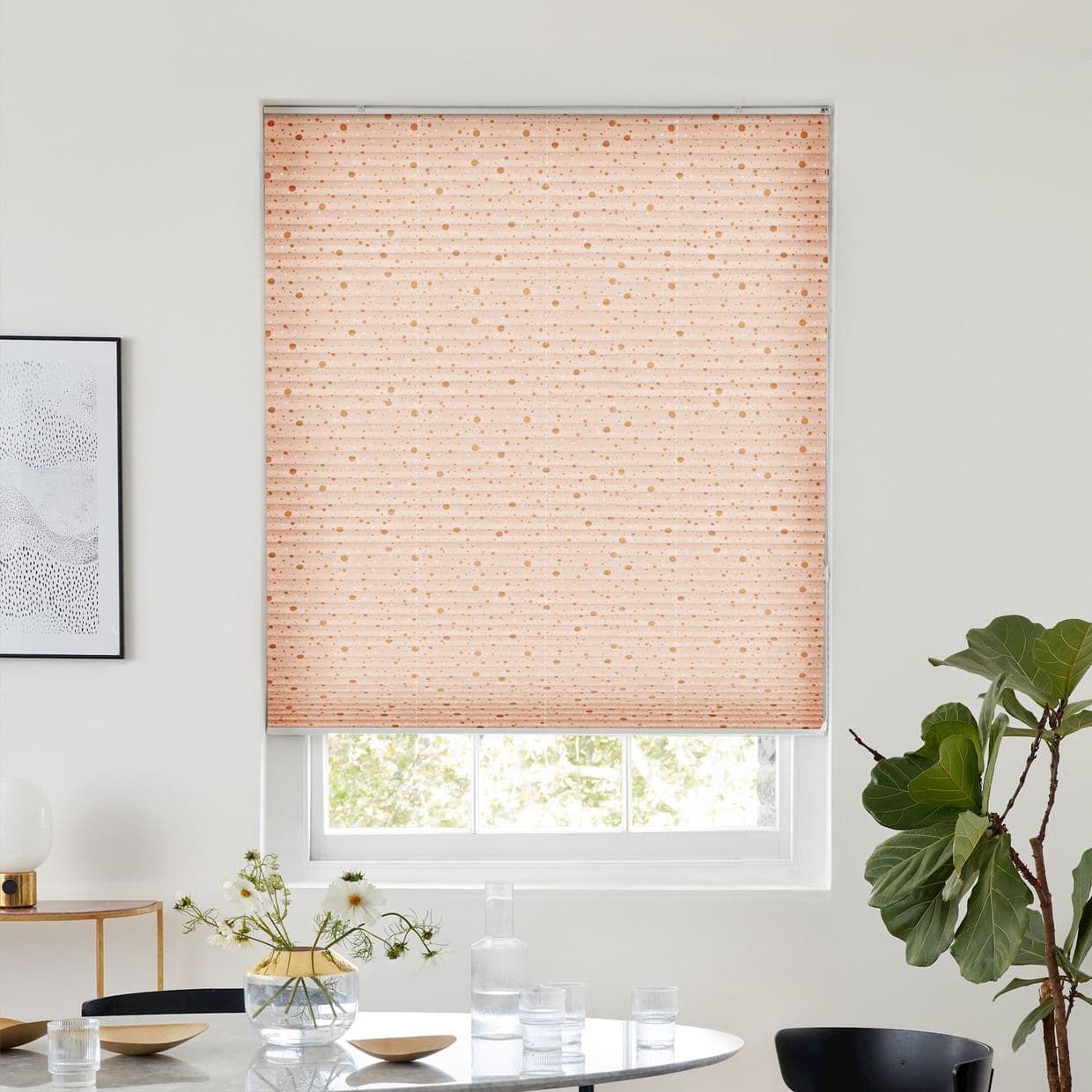 Sparkle Dots Pink/Gold Pleated Blind