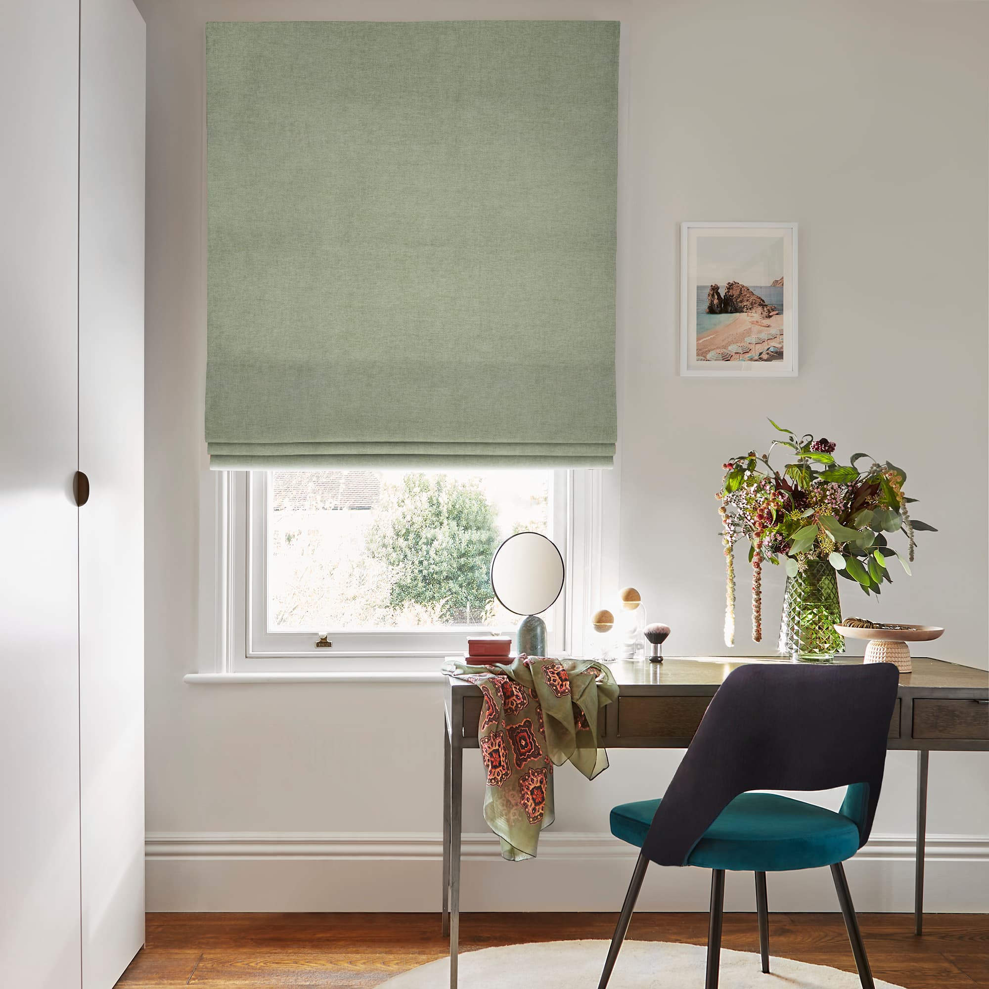 Pique Sage Roman Blind