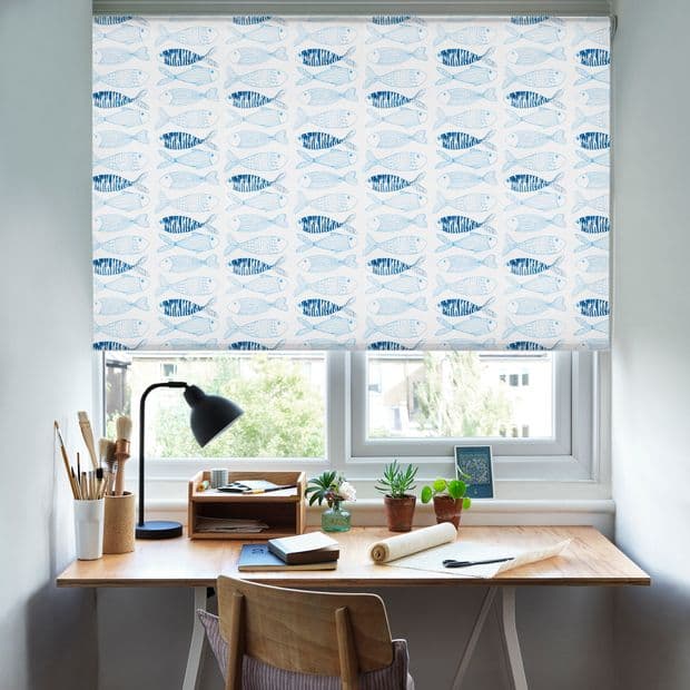 Fishbone Aquamarine Roller Blind