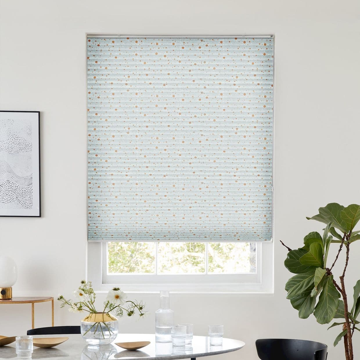 Sparkle Dots White/Gold Pleated Blind