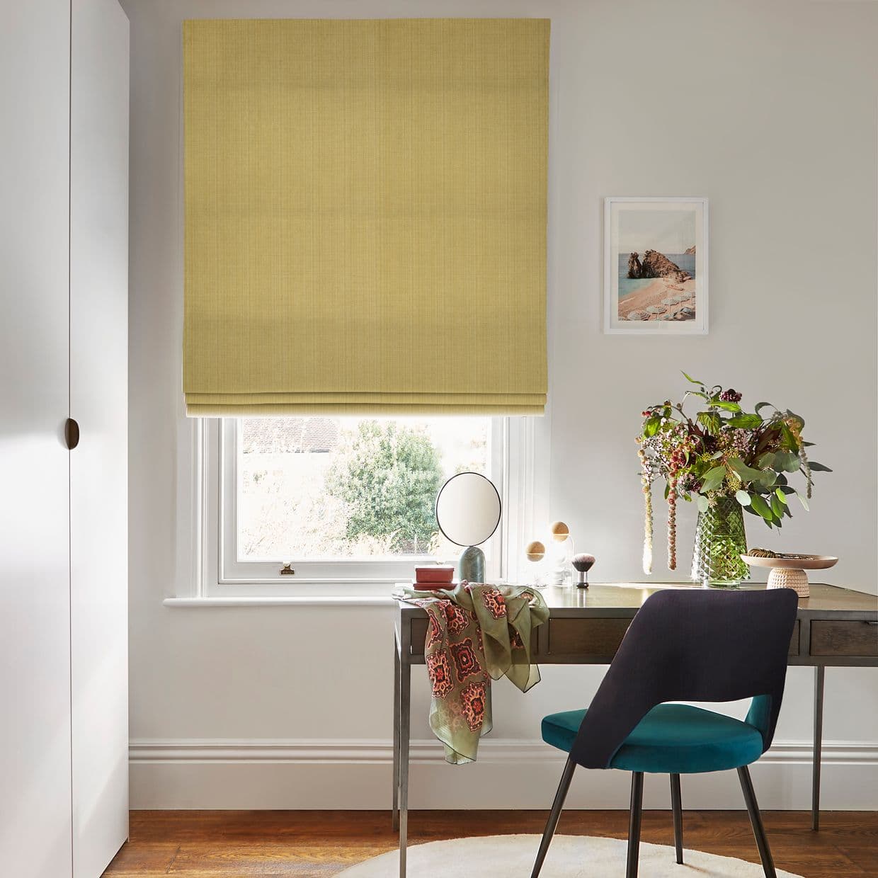 Clarence Chartreuse Roman blind