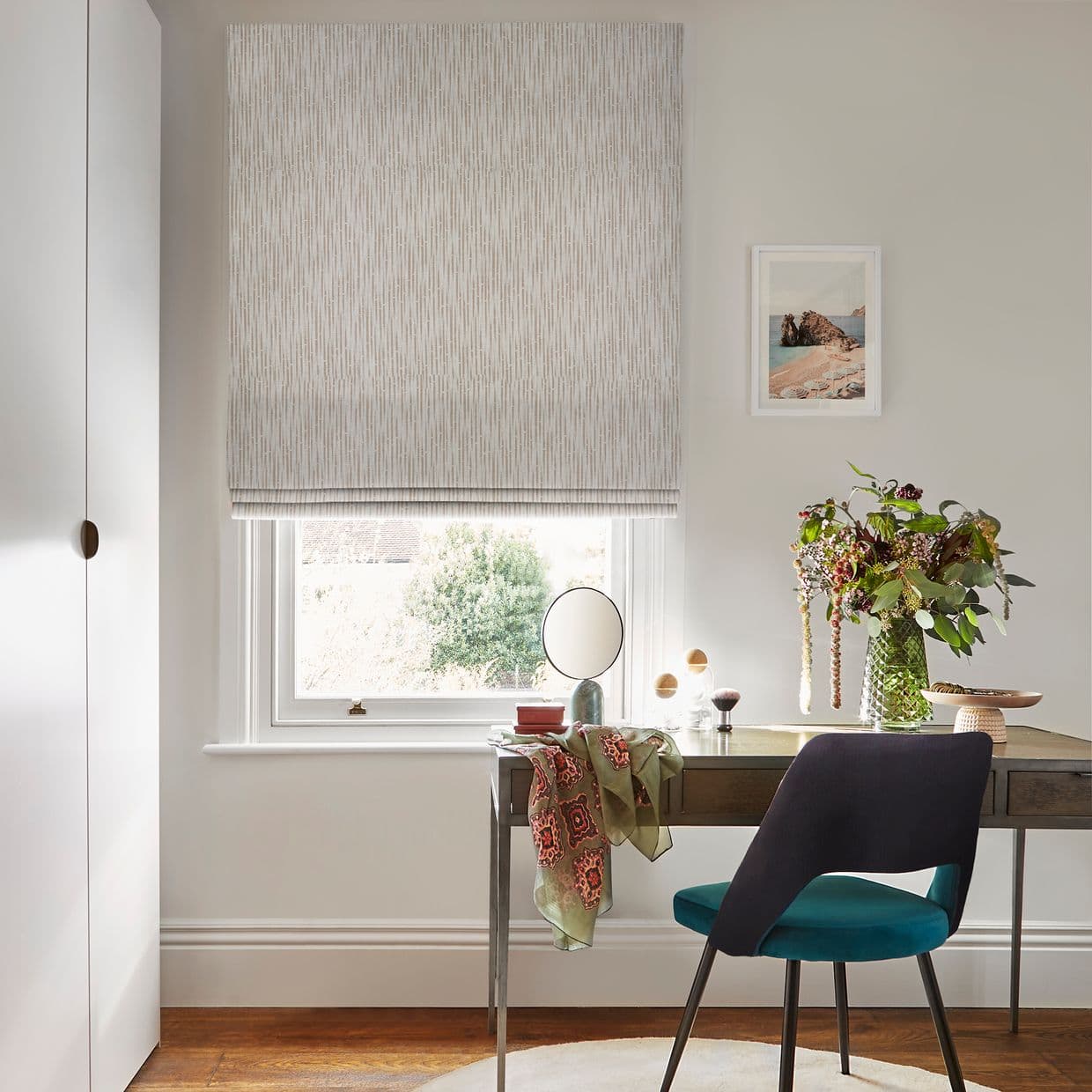 Flourish Taupe Roman blind