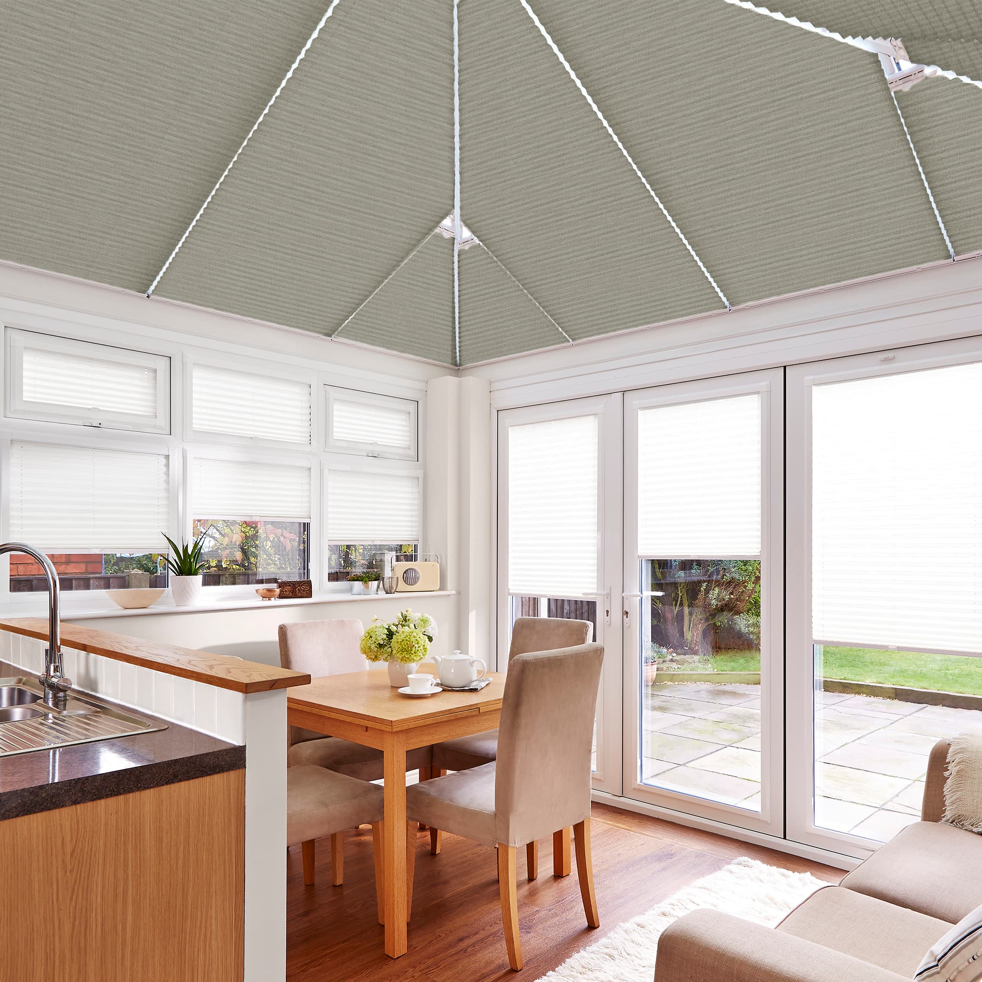 Duette PinStripe Hickory Ash Honeycomb blind