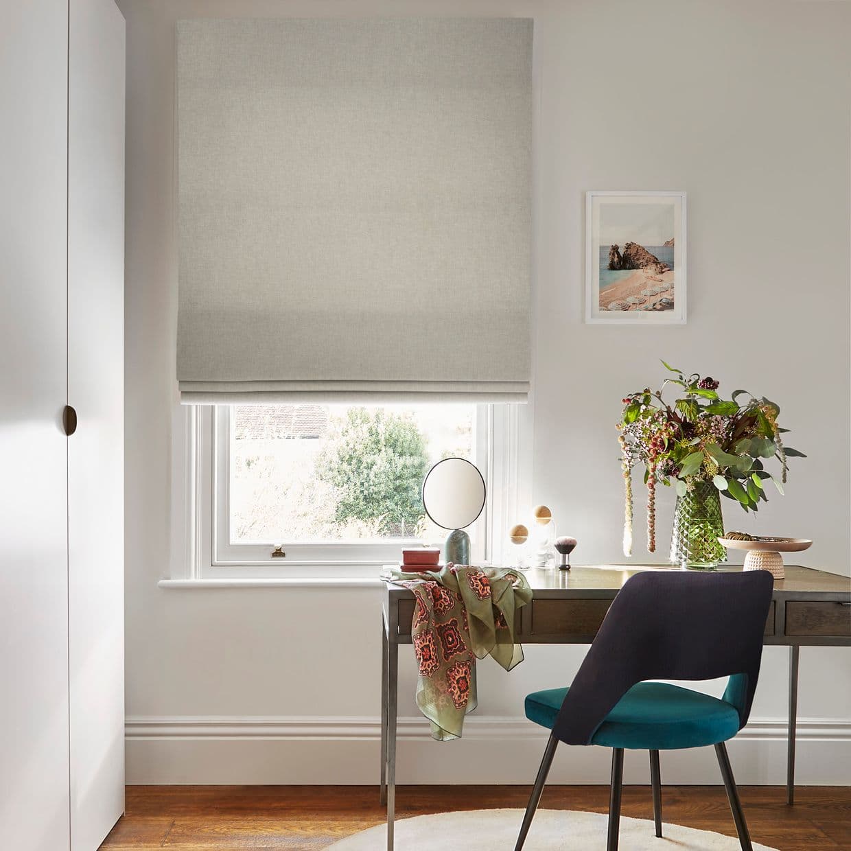 Lindora Putty Roman Blind