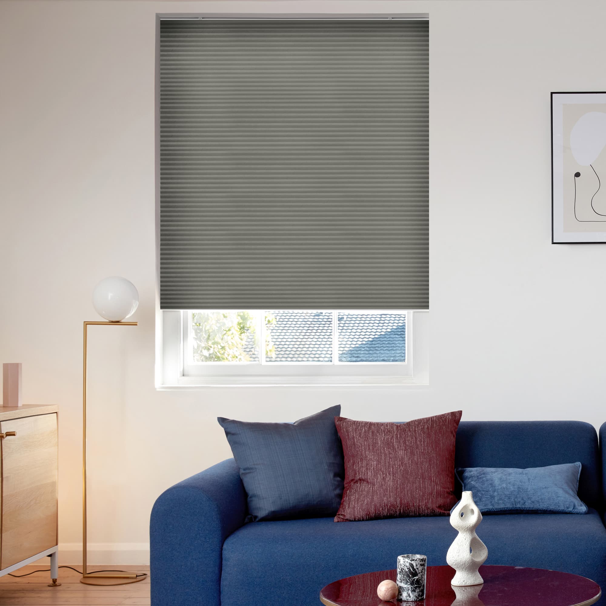 Duette Silk Dim Out Charcoal Honeycomb blind