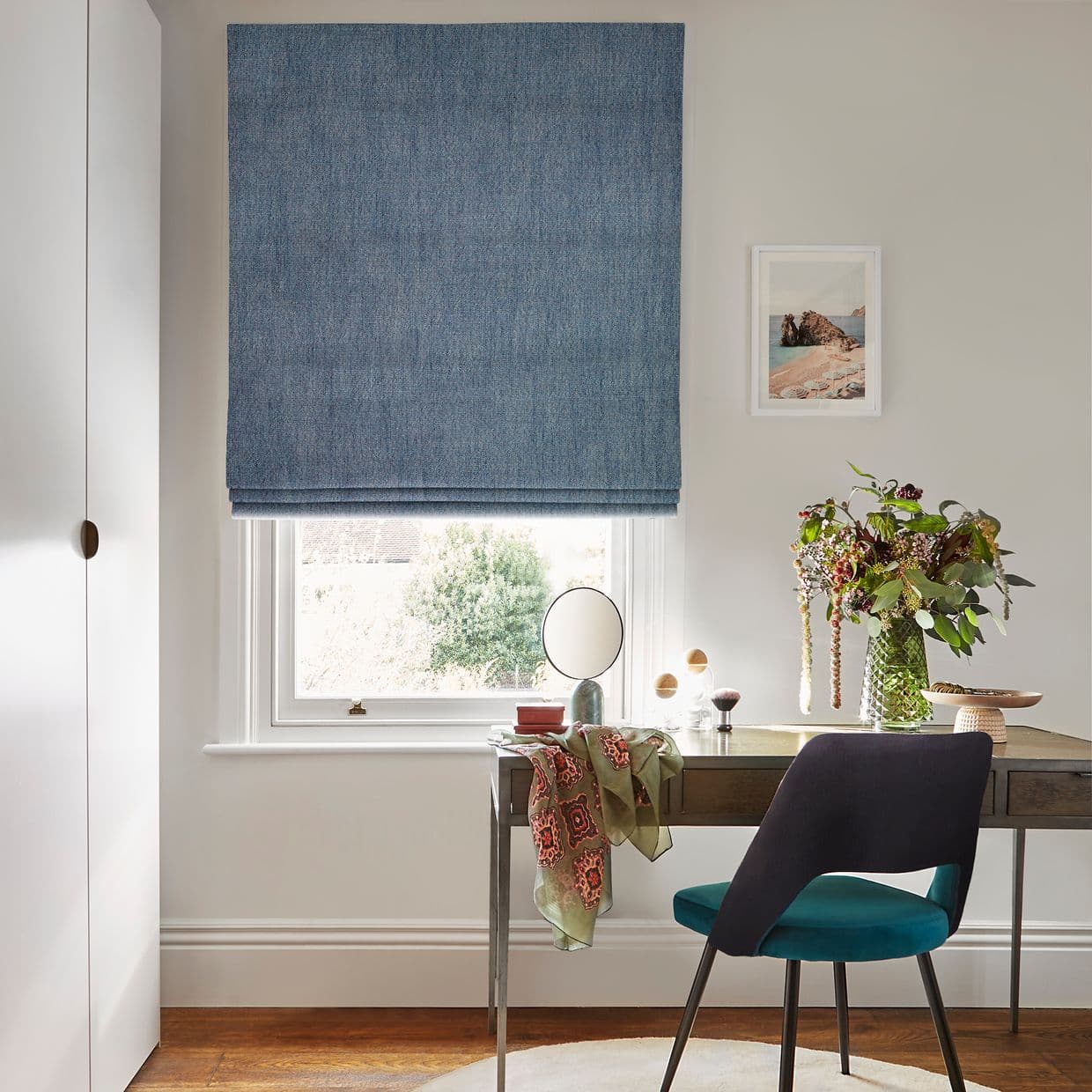 Bailey Stone Blue Roman blind