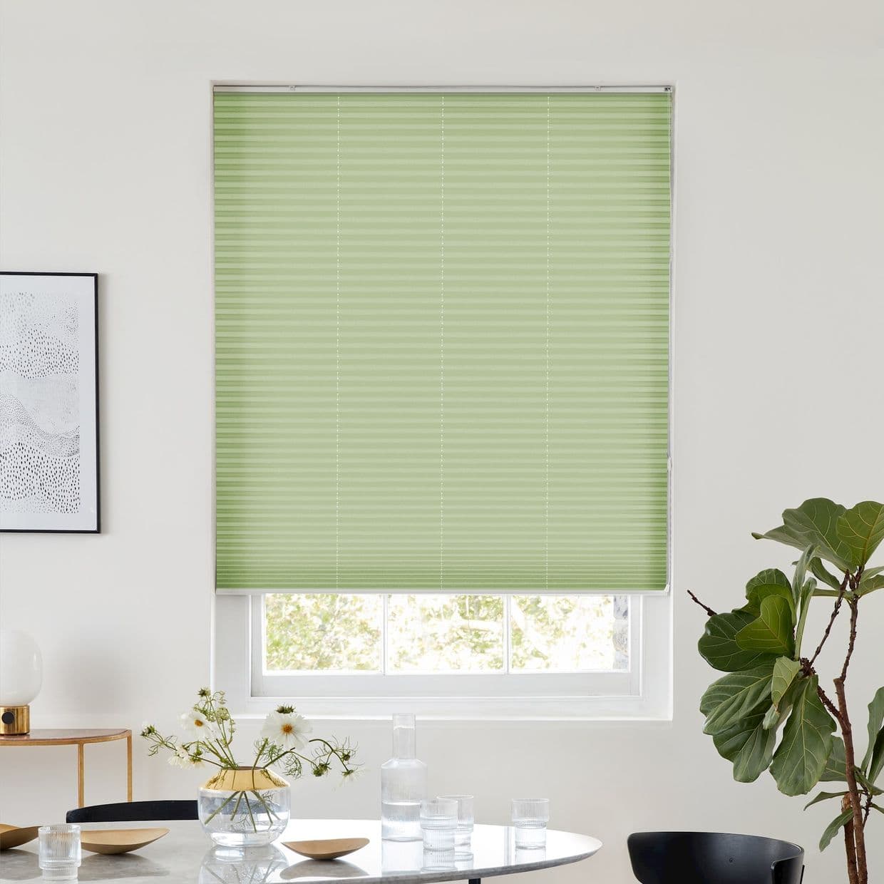 Crush Mist Green Pleated Blind