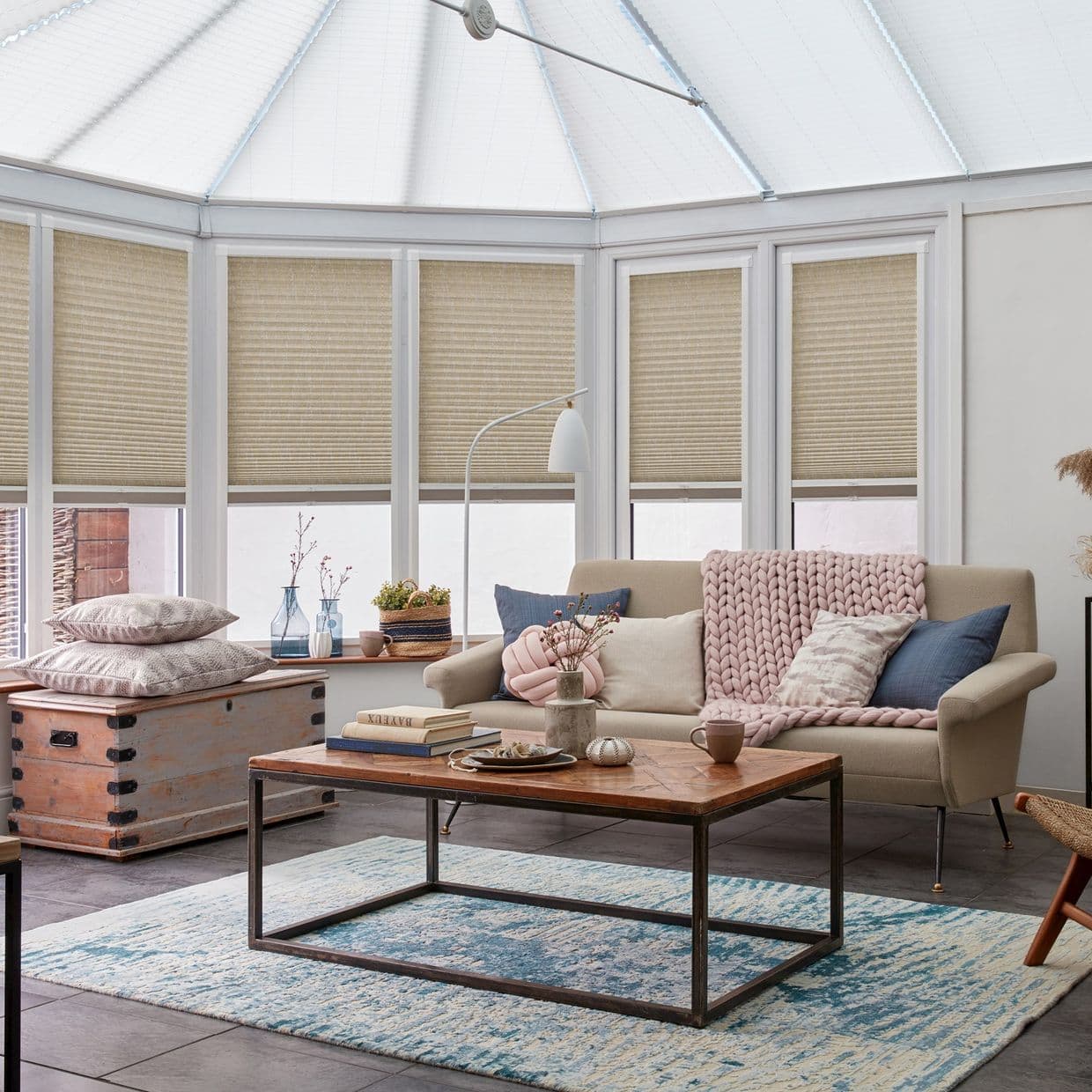 Luster Shell Gold Conservatory Side Pleated Blind