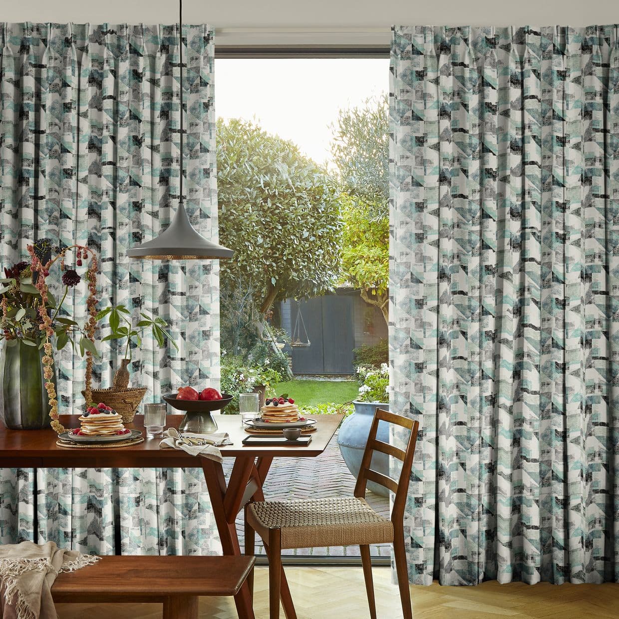 Fraction Teal Curtain